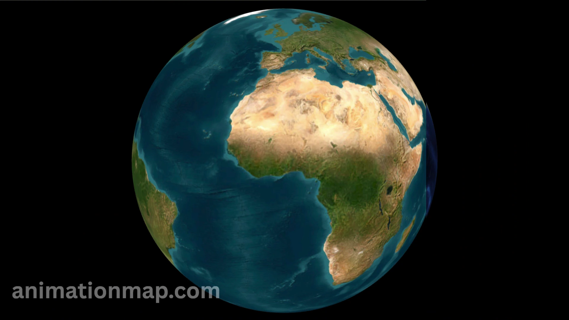 Un globe satellite centré sur l’Afrique sur fond noir.